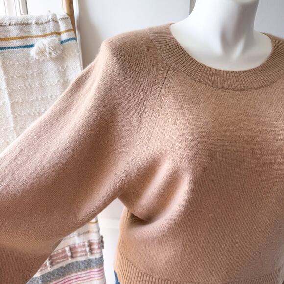 Vince Camel Wool Cashmere Long Raglan Dolman Sleeves Crewneck Sweater Size Large - Picture 2 of 9